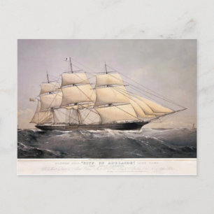 City of Adelaide Clipper ship 1800s Postcard