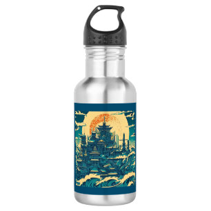 City of Atlantis 2 - Woodblock Style 532 Ml Water Bottle