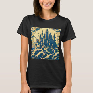 City of Atlantis 3 - Woodblock Style T-Shirt