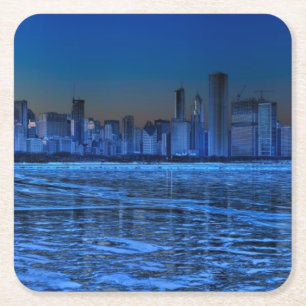 City of broad shoulders and lake Michigan Square Paper Coaster