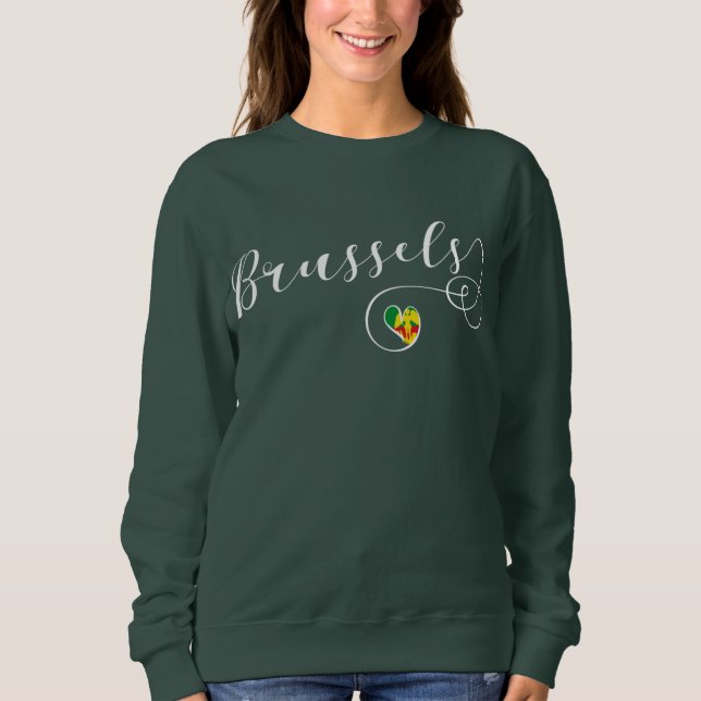 City of Brussels Flag In Heart Sweatshirt (Front)