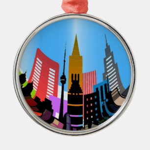 CITY OF BUILDINGS AND SKYSCRAPERS METAL TREE DECORATION