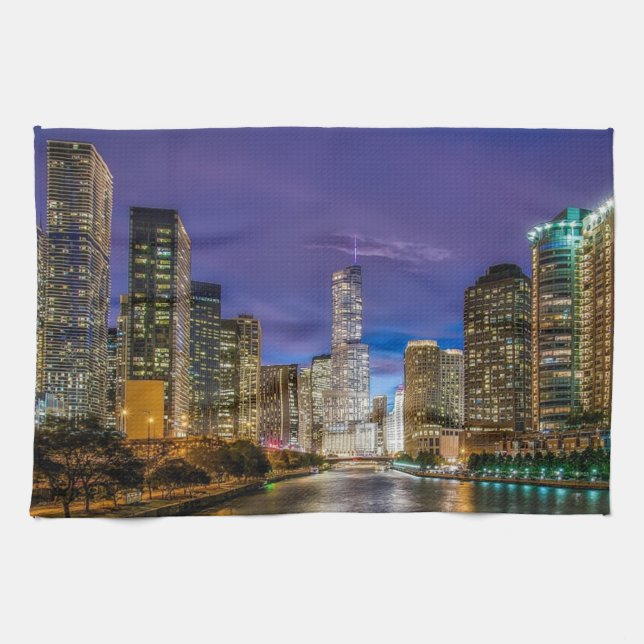 city of chicago with the magnificent river tea towel (Horizontal)