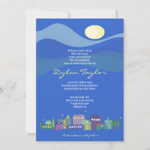 City of David Jewish Baby Naming Invitation Hebrew