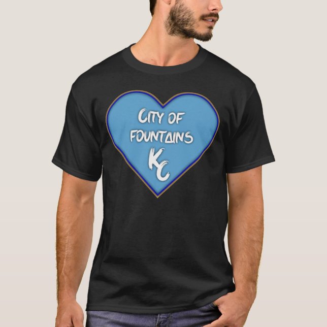 City of Fountains Heart KCMO  Powder Blue Love Kan T-Shirt (Front)