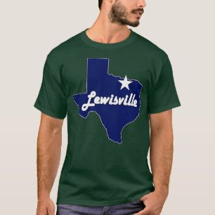 City of Lewisville Texas Lone State Map Navy Blue T-Shirt