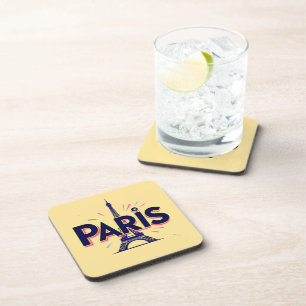 City of Lights: Bold Paris Typography Art Coaster