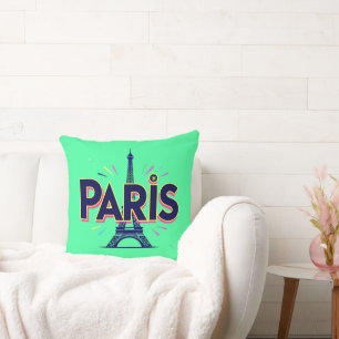 City of Lights: Bold Paris Typography Art Cushion