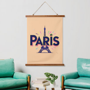 City of Lights: Bold Paris Typography Art Hanging Tapestry
