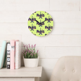 City of Lights: Bold Paris Typography Art Large Clock