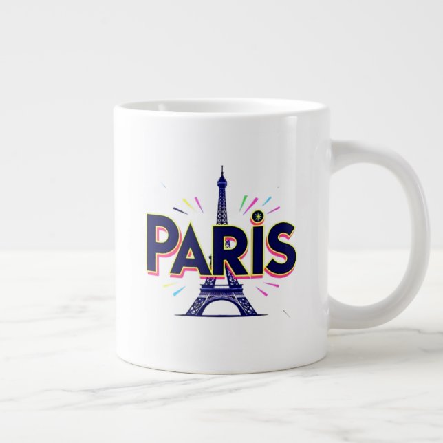 City of Lights: Bold Paris Typography Art Large Coffee Mug (Right)