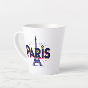 City of Lights: Bold Paris Typography Art Latte Mug
