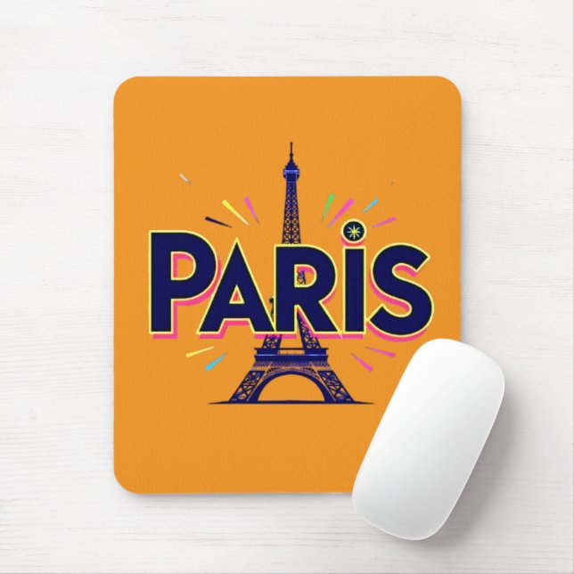City of Lights: Bold Paris Typography Art Mouse Pad (With Mouse)