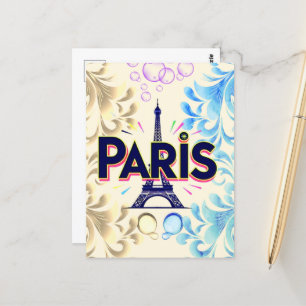 City of Lights: Bold Paris Typography Art Postcard