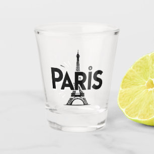 City of Lights: Bold Paris Typography Art Shot Glass