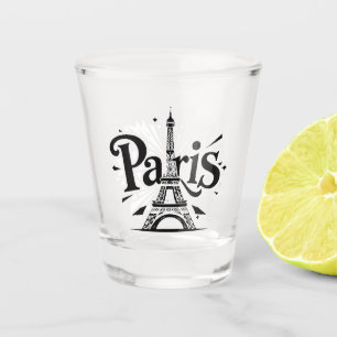 City of Lights: Bold Paris Typography Art Shot Glass