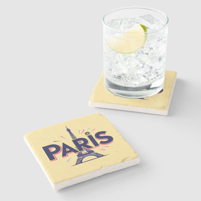 City of Lights: Bold Paris Typography Art Stone Coaster (Side)