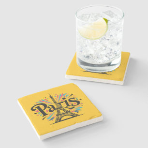 City of Lights: Bold Paris Typography Art Stone Coaster