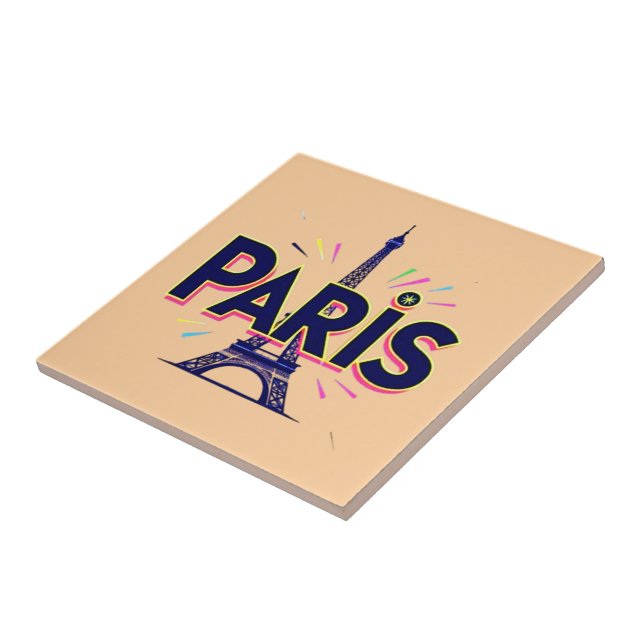City of Lights: Bold Paris Typography Art Tile (Side)