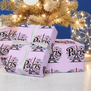 City of Lights: Bold Paris Typography Art Wrapping Paper