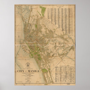 City of Manila Philippine Islands Map (1920) Poster