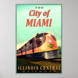 City of Miami Illinois Central Railroad New Poster