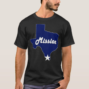 City of Mission Texas Lone State Map Navy Blue T-Shirt