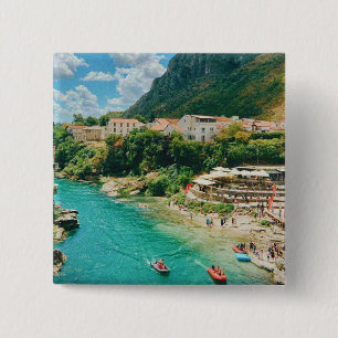 City of Mostar - Bosnia and Herzegovina 15 Cm Square Badge