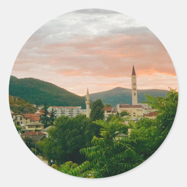 City of Mostar - Bosnia and Herzegovina  Classic Round Sticker (Front)