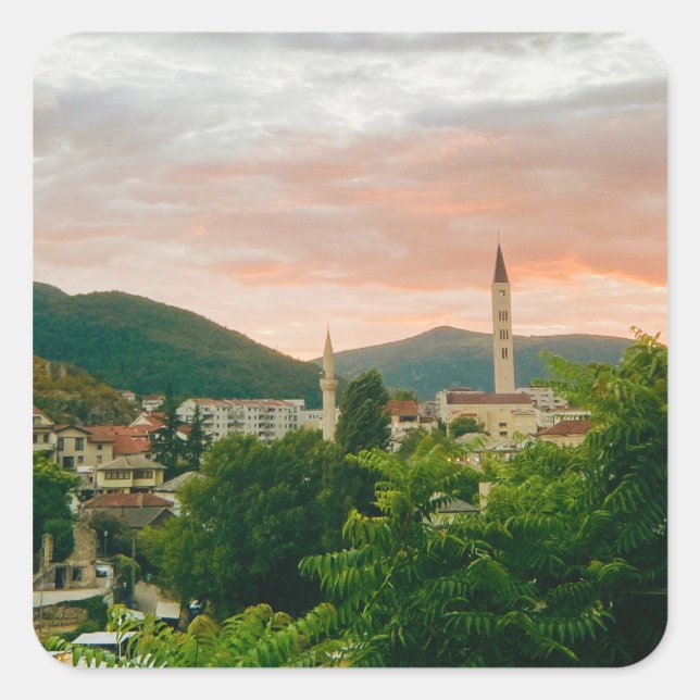 City of Mostar - Bosnia and Herzegovina  Square Sticker (Front)