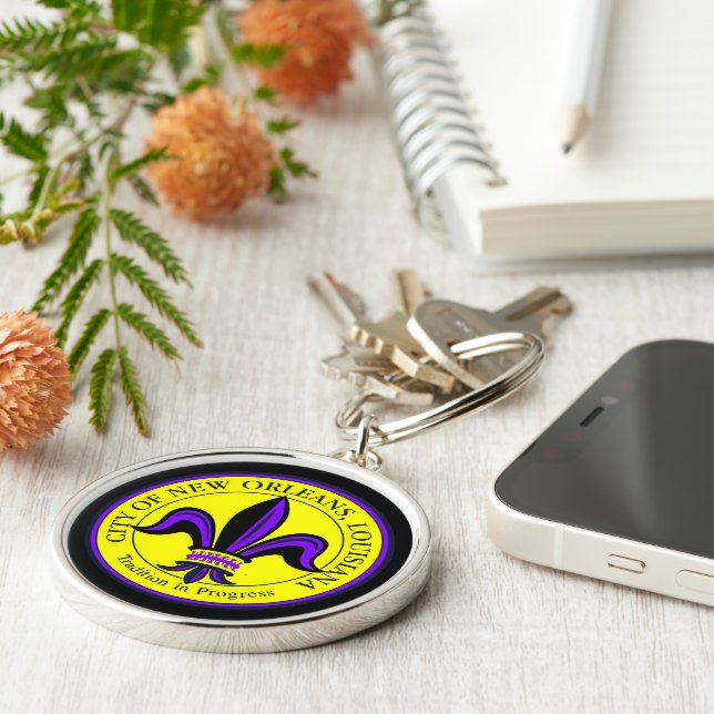 City of New Orleans, LA Fleur de Lis Key Ring (Side)