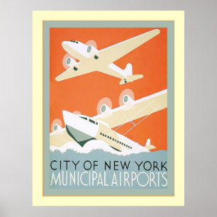 City of New York Municipal Airports~ Vintage Poster