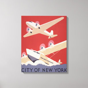 City of New York Vintage Aeroplanes WPA Poster Canvas Print