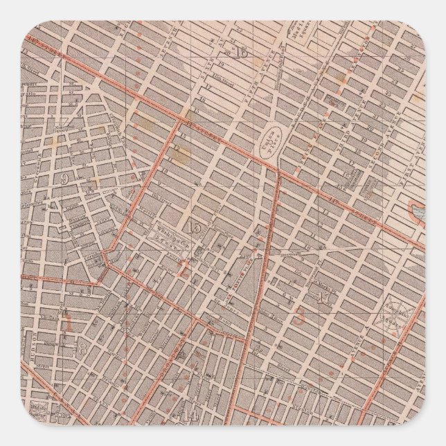 City of NY Atlas Map Square Sticker (Front)