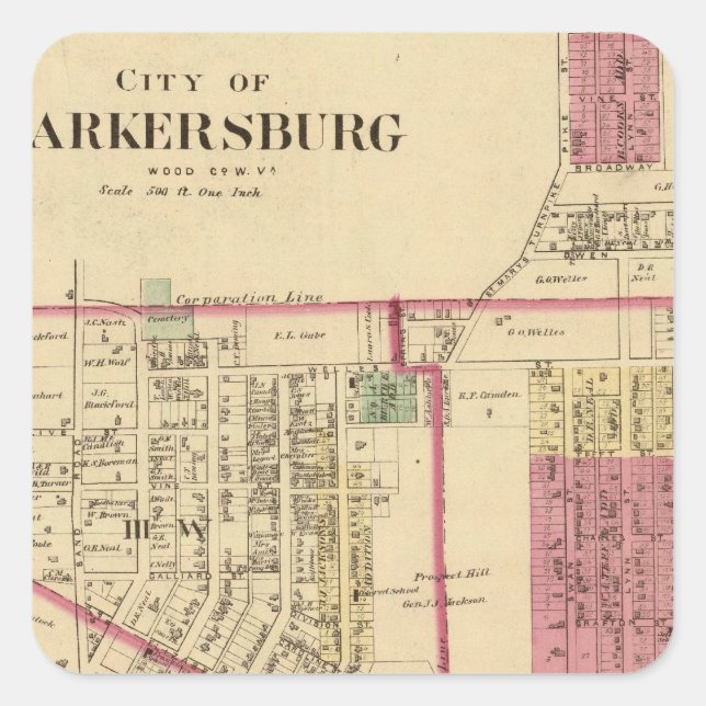 City of Parkersburg, West Virginia Square Sticker (Front)