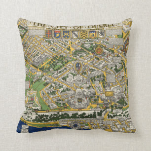 City of Quebec Map Cushion