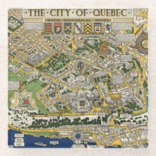 City of Quebec Map Glass Coaster