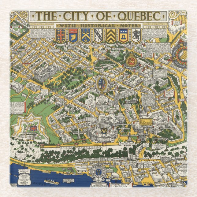 City of Quebec Map Glass Coaster (Front)