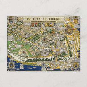 City of Quebec Map Postcard