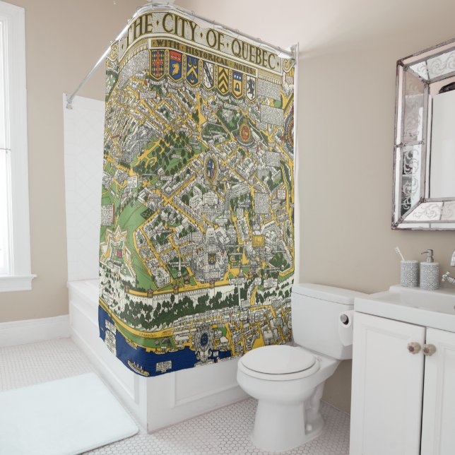 City of Quebec Map Shower Curtain (In Situ)