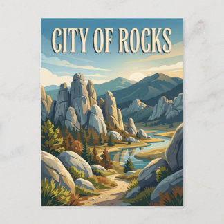 City of Rocks Idaho Scenic Vintage Travel Poster Postcard