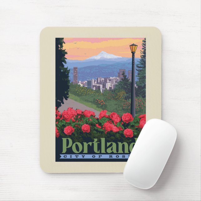 City of Roses | Portland, Oregon Mouse Pad (With Mouse)