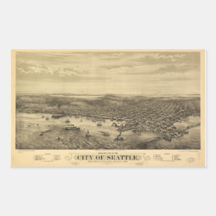 City of Seattle Puget Sound Washington Map (1878) Rectangular Sticker
