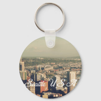 City of Seattle. View from city tower. Landscape Key Ring