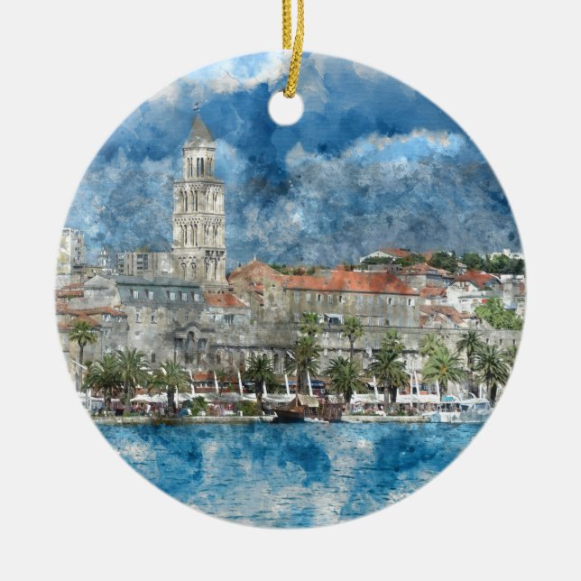 City of Split in Croatia Ceramic Tree Decoration (Front)