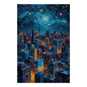 City of Stars & Light – Urban Dreamscape Night Poster