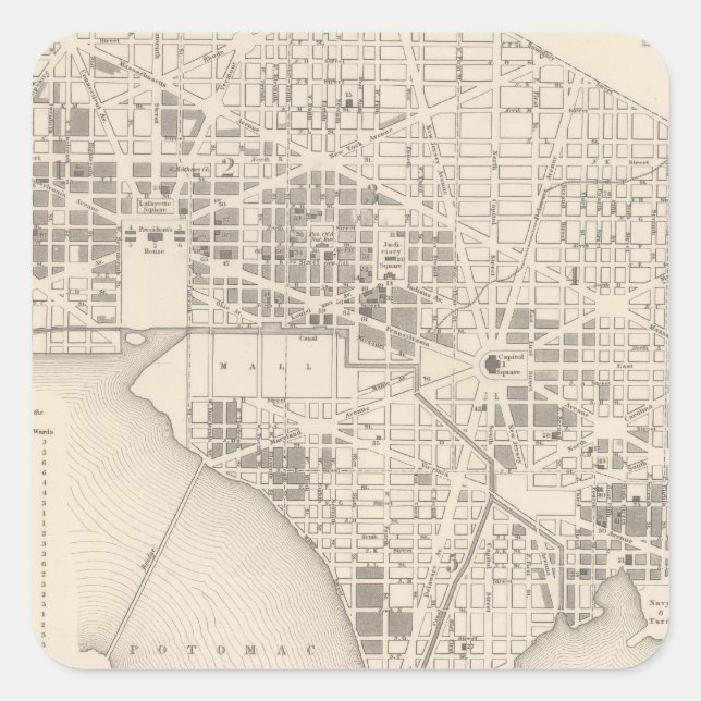 City of Washington 2 Square Sticker (Front)