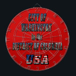 City of Washington in the District of Columbia USA Dartboard<br><div class="desc">Fancy text for the City of Washington in the District of Columbia with photos of the area and add the United States flag for the USA text. This looks good on any product and makes a wonderful travel keepsake. ⭐PERSONALIZE this template with your artwork. ⭐EDIT it further to make more...</div>