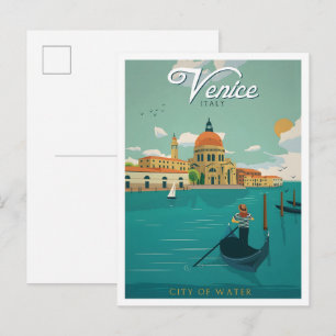 City of Water Venice Italy Vintage Travel  Postcard