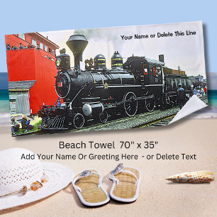 City of Winnipeg Steam Train Engine Add Name Text Beach Towel
